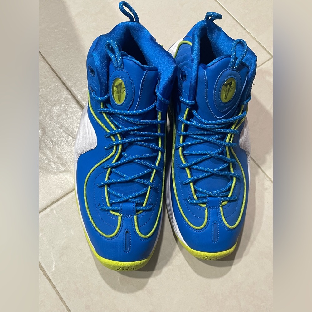 2012 NIKE AIR MAX PENNY II 2 LE SOAR ROYAL BLUE CYBER NEON GREEN SPRITES SZ 9 - Picture 2 of 7